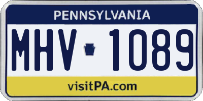PA license plate MHV1089