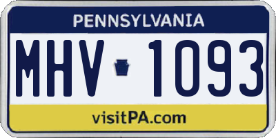 PA license plate MHV1093