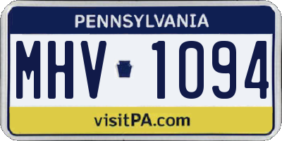 PA license plate MHV1094