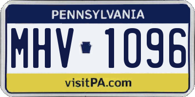PA license plate MHV1096