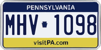 PA license plate MHV1098