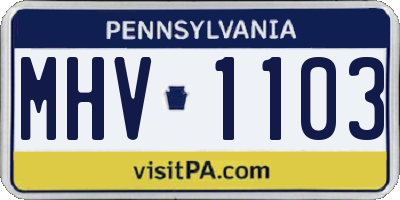 PA license plate MHV1103