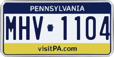 PA license plate MHV1104