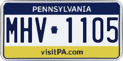 PA license plate MHV1105