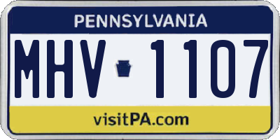 PA license plate MHV1107