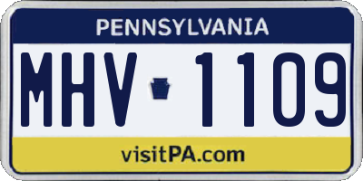 PA license plate MHV1109