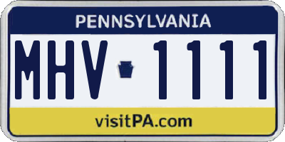 PA license plate MHV1111