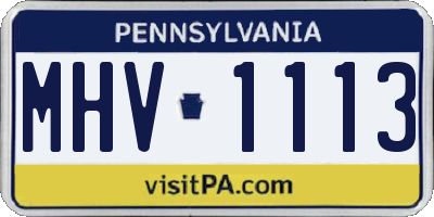 PA license plate MHV1113
