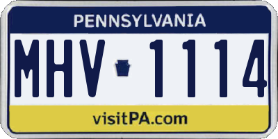 PA license plate MHV1114