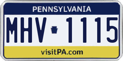 PA license plate MHV1115