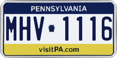 PA license plate MHV1116