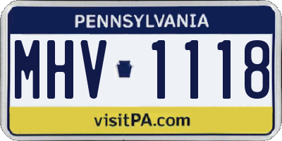 PA license plate MHV1118
