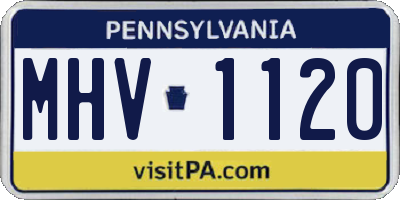 PA license plate MHV1120