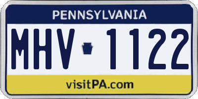 PA license plate MHV1122
