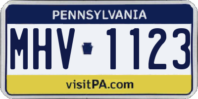 PA license plate MHV1123