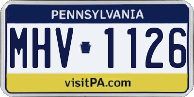 PA license plate MHV1126