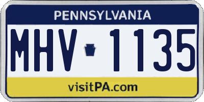 PA license plate MHV1135