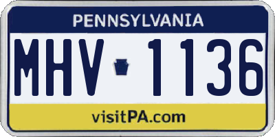 PA license plate MHV1136