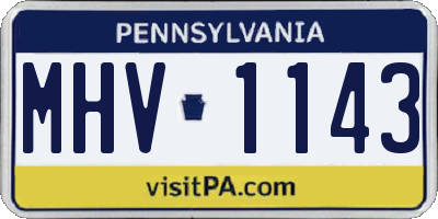 PA license plate MHV1143