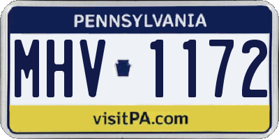 PA license plate MHV1172