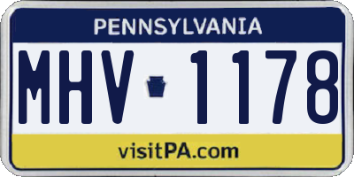 PA license plate MHV1178