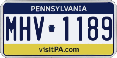 PA license plate MHV1189