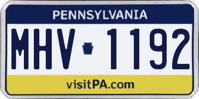 PA license plate MHV1192