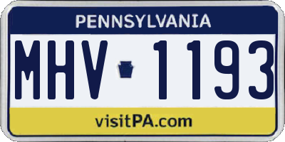 PA license plate MHV1193