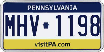 PA license plate MHV1198