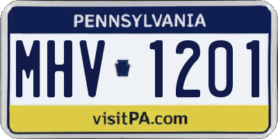 PA license plate MHV1201