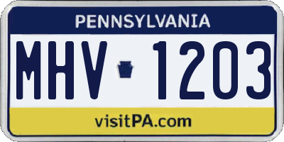 PA license plate MHV1203