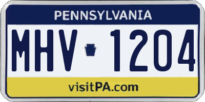 PA license plate MHV1204