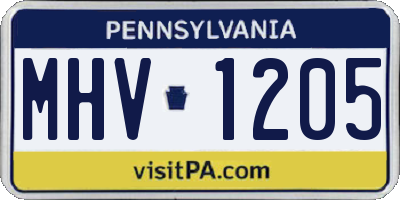 PA license plate MHV1205
