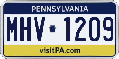 PA license plate MHV1209
