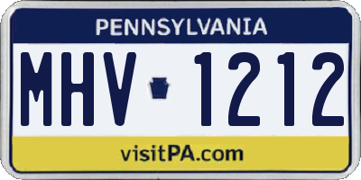 PA license plate MHV1212
