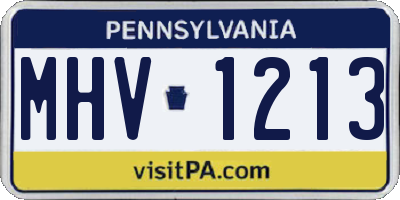 PA license plate MHV1213