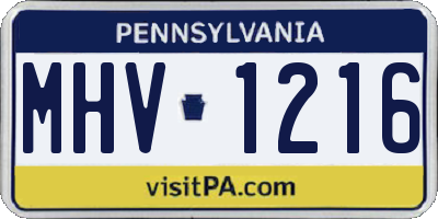 PA license plate MHV1216