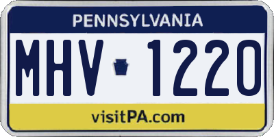 PA license plate MHV1220
