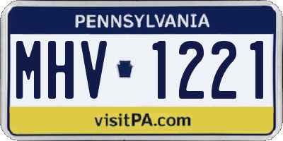 PA license plate MHV1221