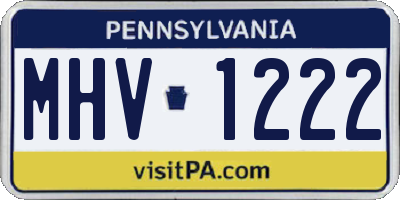 PA license plate MHV1222