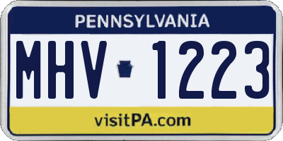 PA license plate MHV1223