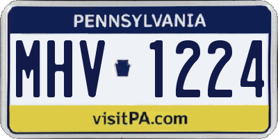 PA license plate MHV1224