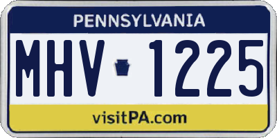 PA license plate MHV1225