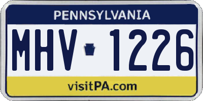 PA license plate MHV1226