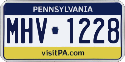 PA license plate MHV1228