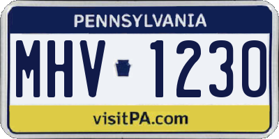 PA license plate MHV1230
