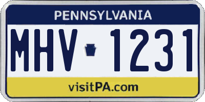 PA license plate MHV1231