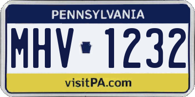 PA license plate MHV1232