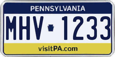 PA license plate MHV1233