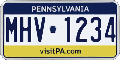 PA license plate MHV1234